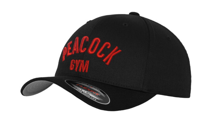 Peacock Gym Cap - Black and Red