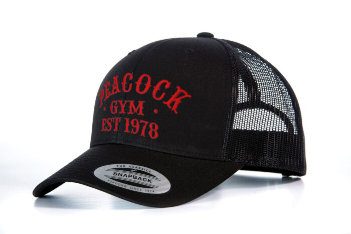 Peacock Gym Mesh EST Cap - Black and Red