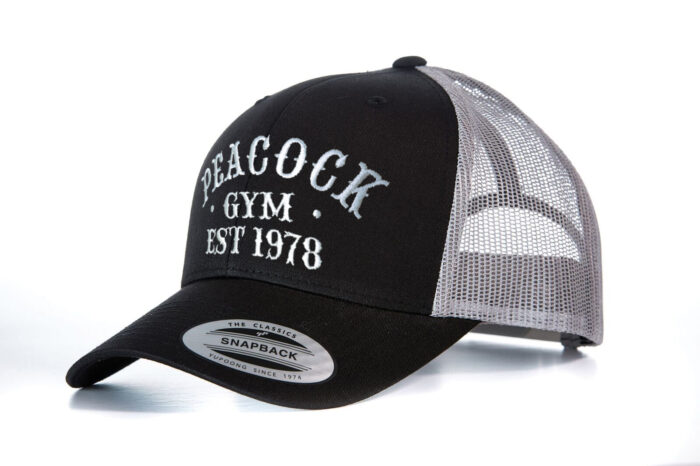 Peacock Gym Mesh EST Cap - Black and Grey