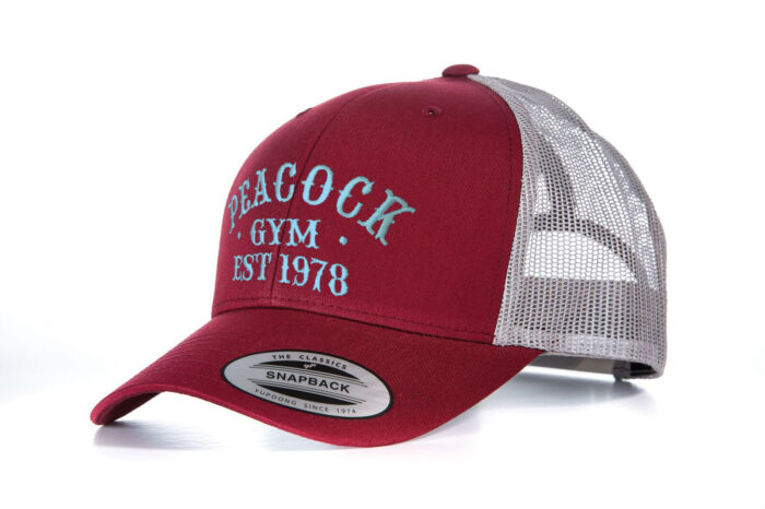 Peacock Gym Mesh EST Cap - Maroon and Cyan