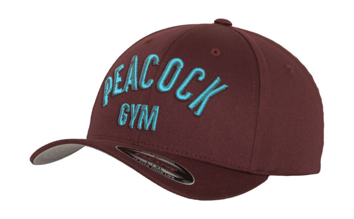 Peacock Gym Caps - Maroon and Cyan