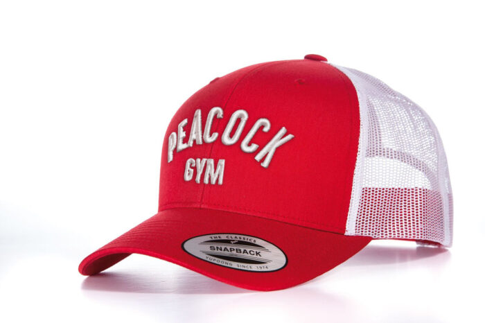 Peacock Gym Mesh Cap - Red and White