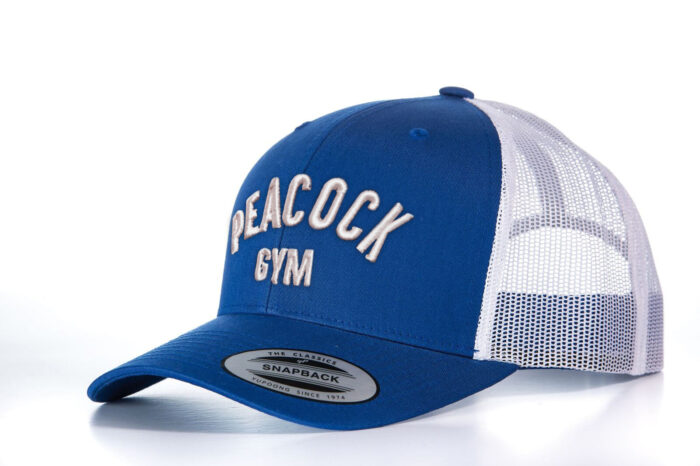 Peacock Gym Mesh Cap - Royal Blue and White
