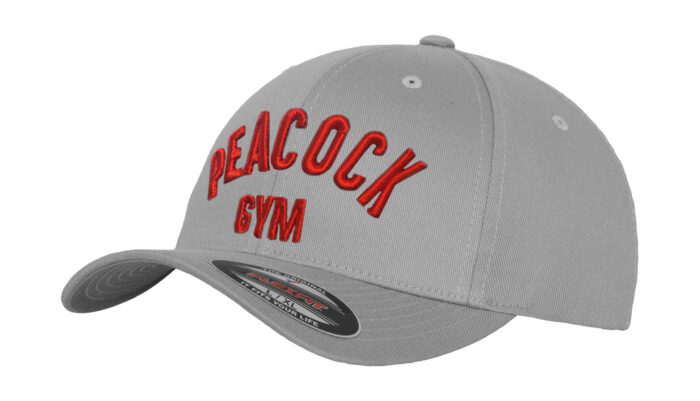 Peacock Gym Cap - Silver and Red