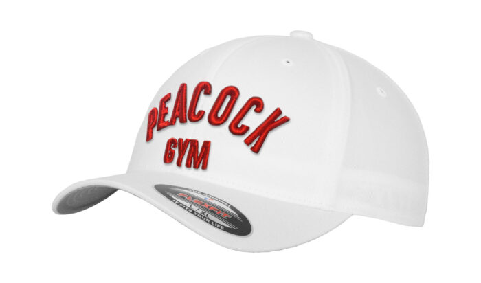 Peacock Gym Cap - White and Red