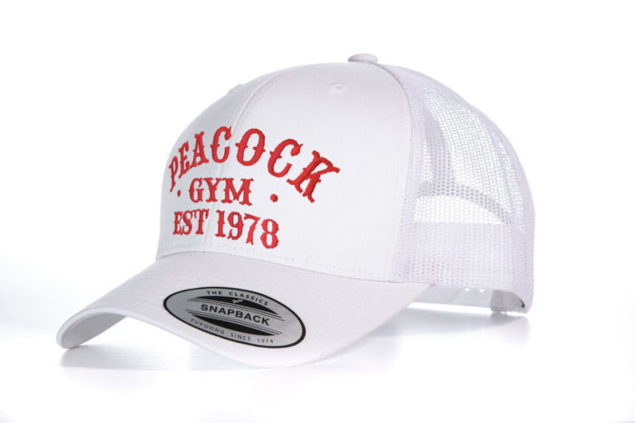 Peacock Gym Mesh EST Cap - White and Red