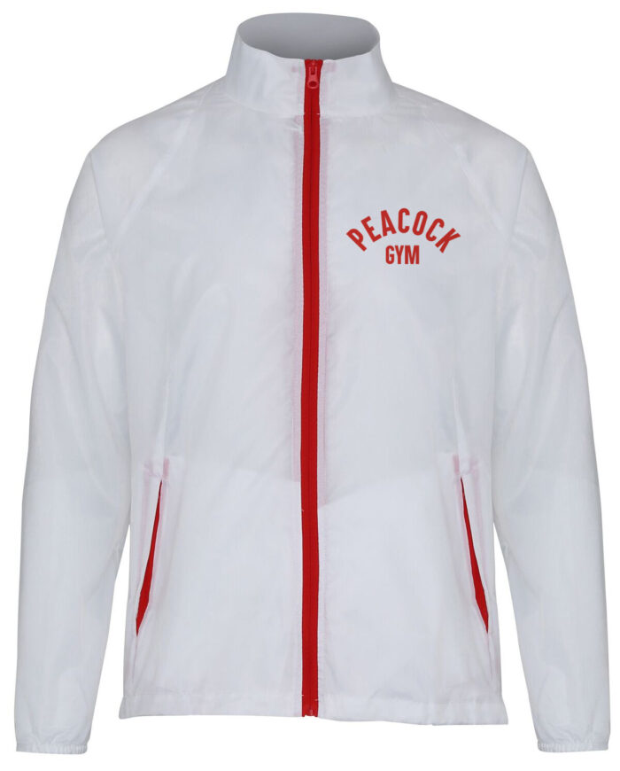Peacock Gymlightweight jacket - White and Red