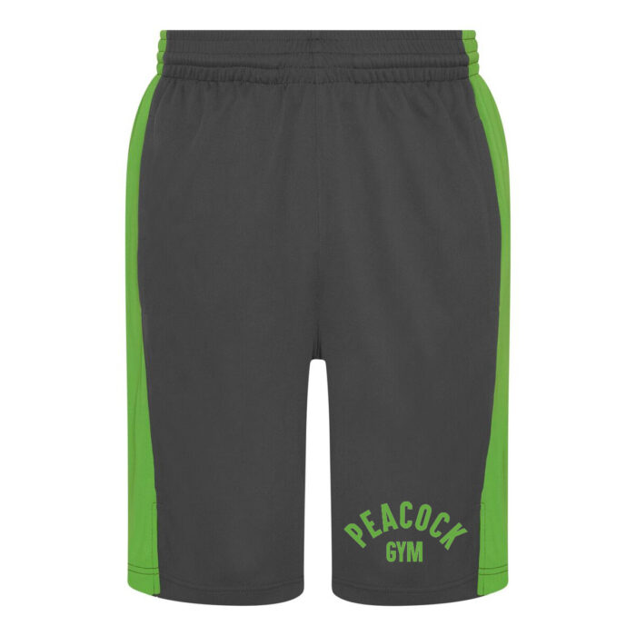 Peacock panel shorts - Charcoal and Lime Green