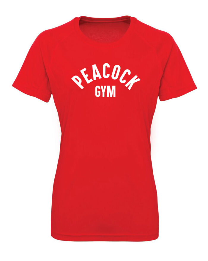 Panelled tech tee (WOMENS) Red and White