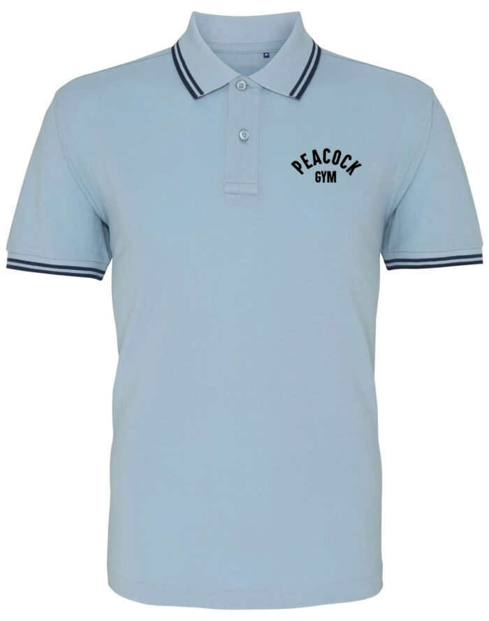 Peacock Gym Polo shirt - Cyan and Charcoal