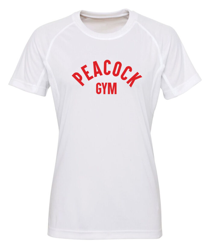 Panelled tech tee (WOMENS) White and Red