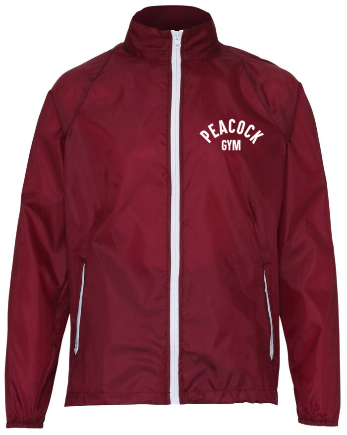 Peacock Gymlightweight jacket - Maroon and White