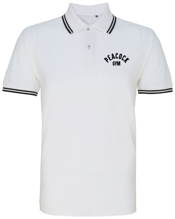 Peacock Gym Polo shirt -White and Black