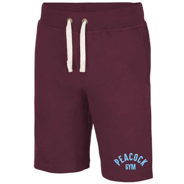 Peacock Gym Campus Shorts - Maroon and Cyan